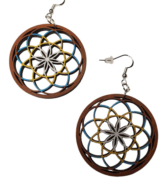 Laser Handrafted Dream Catcher Wooden Earrings