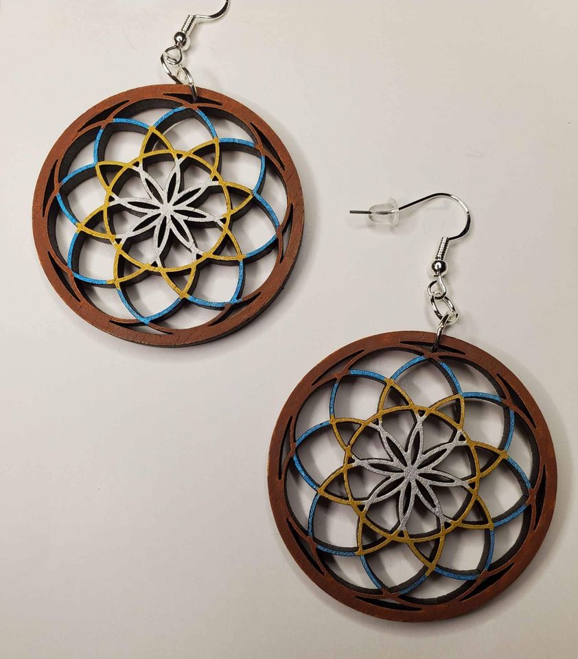 Laser Handrafted Dream Catcher Wooden Earrings
