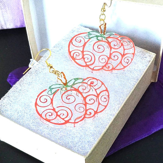 Laser Cut Acrylic Pumpkin Halloween Fall Earrings