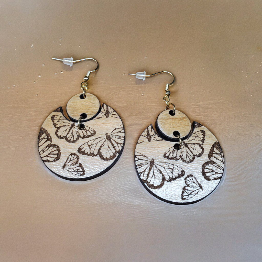 Wooden Butterfly Earrings