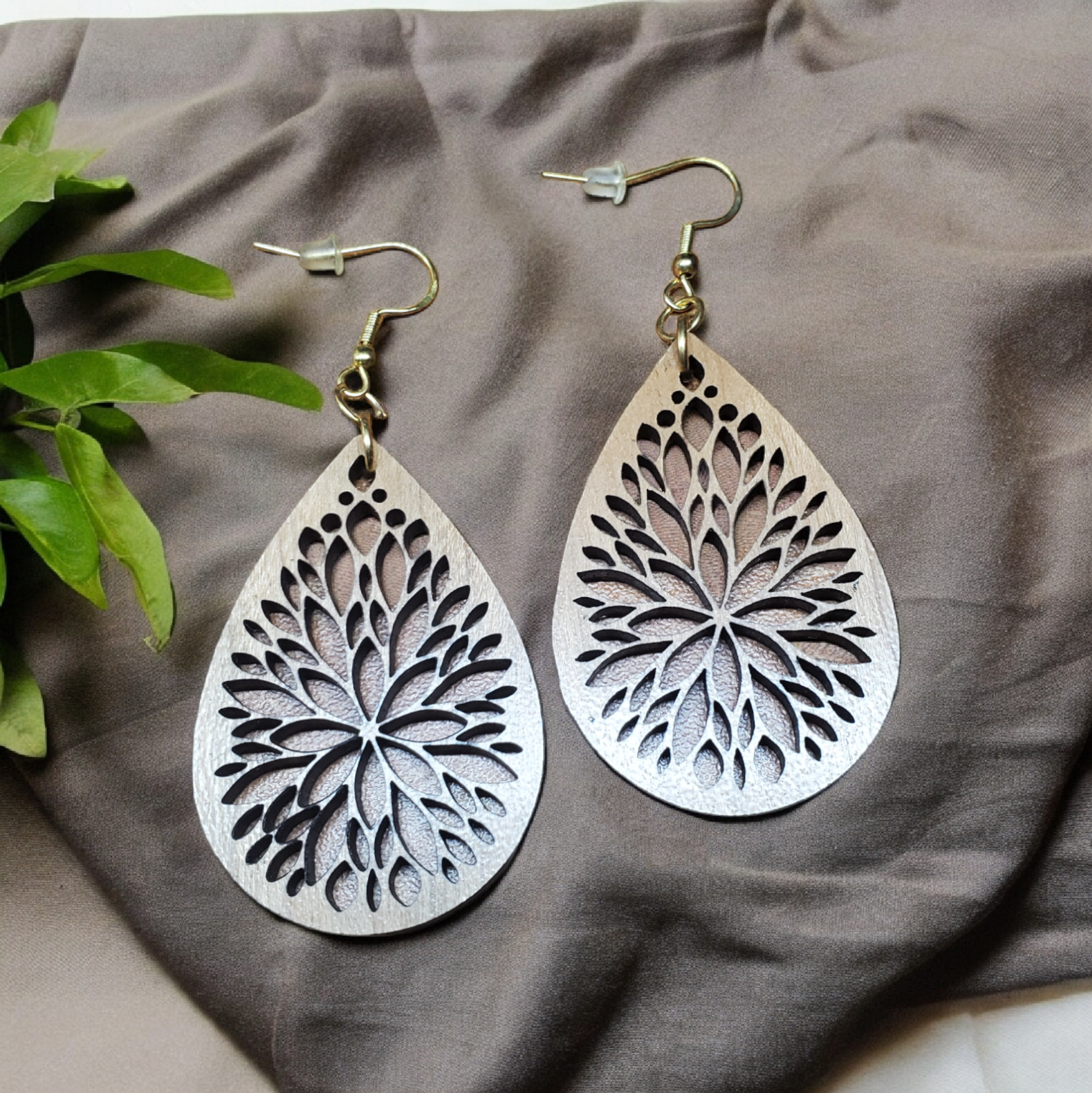 Wooden Lattice Earrings