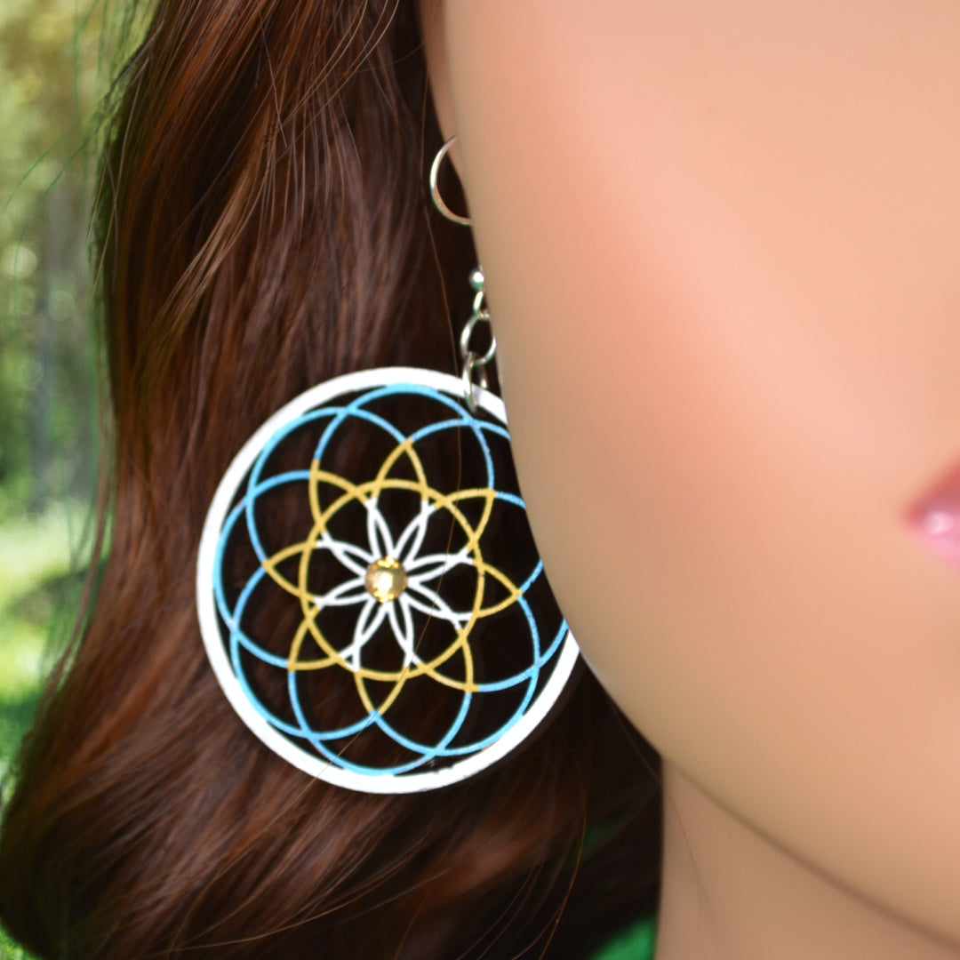 Laser Handrafted Dream Catcher Wooden Earrings