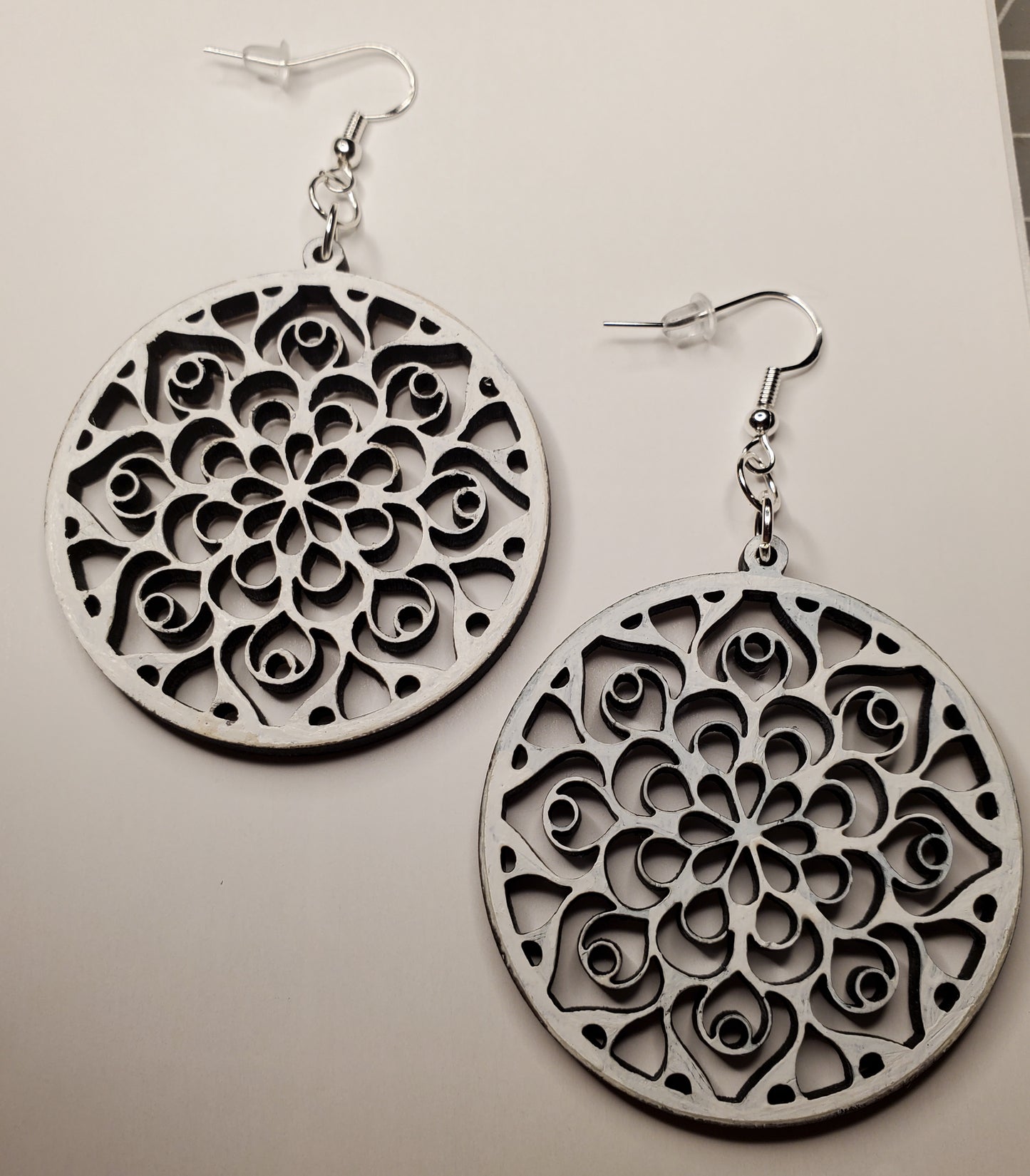 Lasered Wooden Round Mandala Earrings