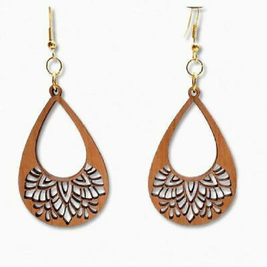 Lasered Wooden Mandala Bohemian Earrings